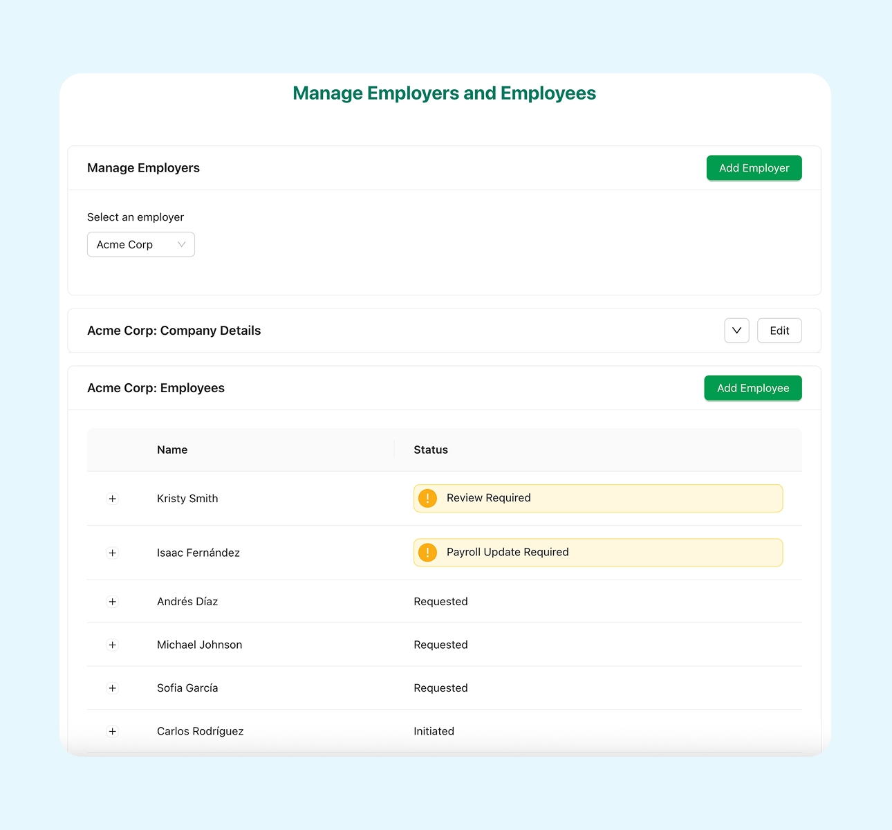 Administrative dashboard