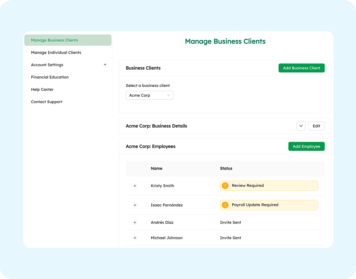 Administrative dashboard