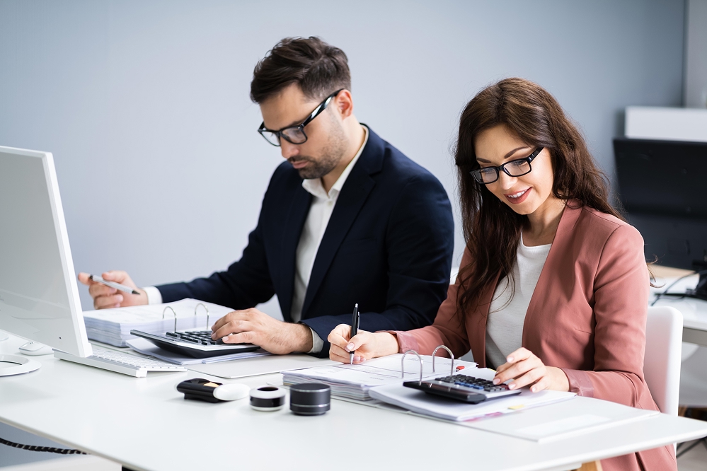Service professionals working in an office